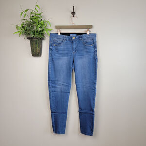 Democracy Ab Solution Skinny Medium Wash Mid Rise Super Stretch Denim Jeans 14